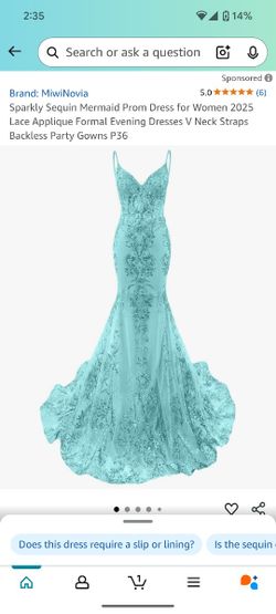Blue lace mermaid prom dress