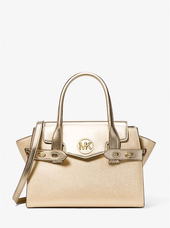 New Micheal Kors Medium Metallic Belted Satchel