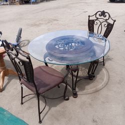 Beautiful Glass Top Kitchen Dining Room Table For 2