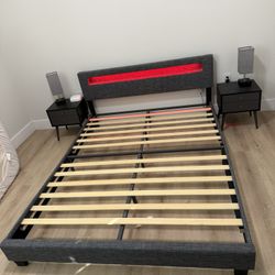 Queen Bed Frame with Headboard + 2 Nightstands