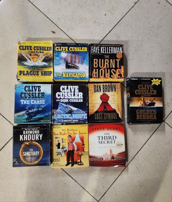 Thriller Audiobook Collection CD Lot of 10 Novels Cussler Brown Kellerman