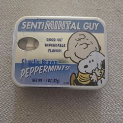 Vintage Charlie Brown Peppermints "SentiMINTal Guy" Tin Case Sealed Peanuts Collectible
