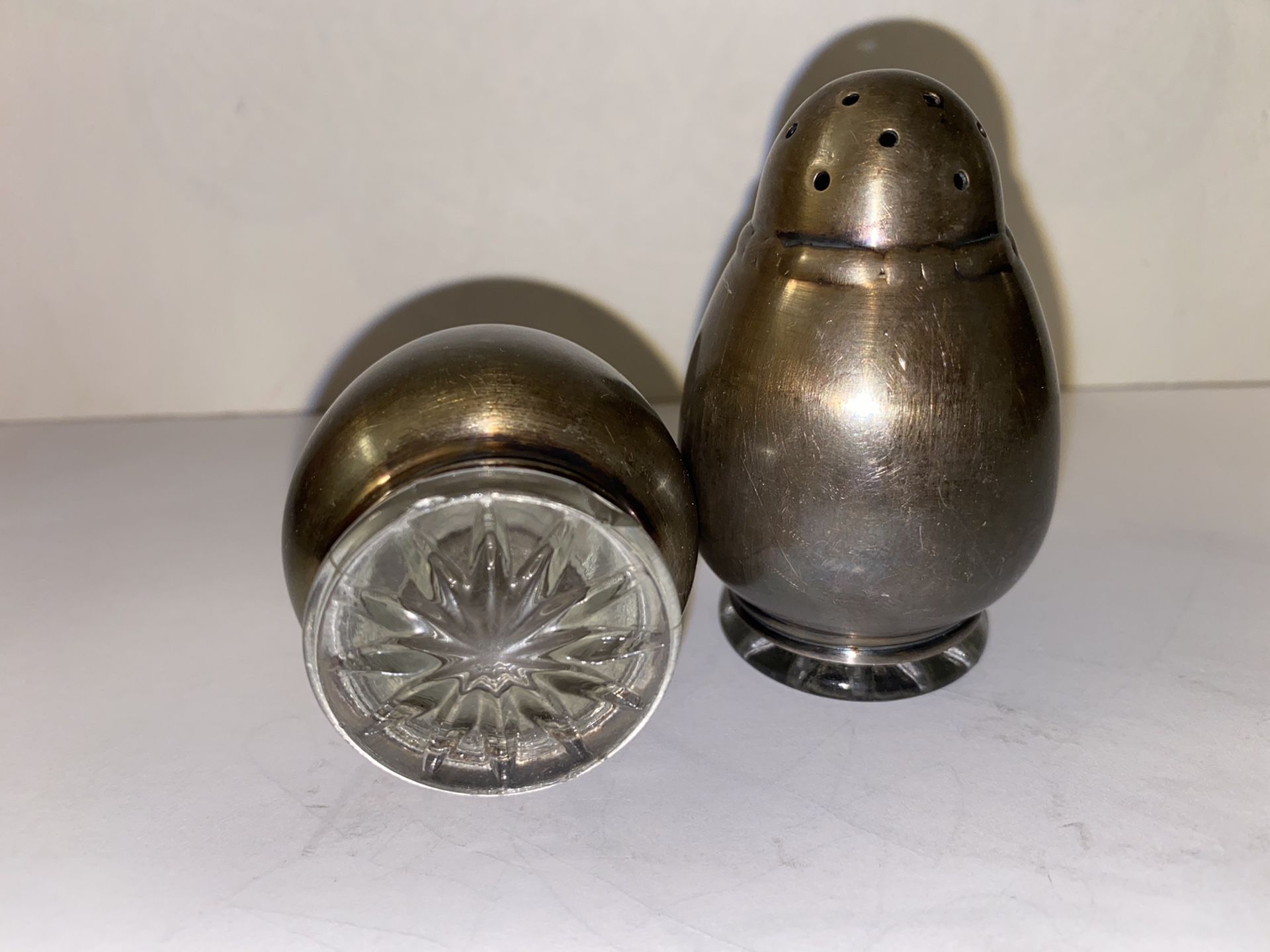 Vintage Brass and Glass S&P Shakers