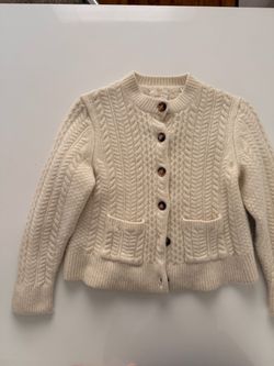 Doen Cream Cable Knit Button Cardigan