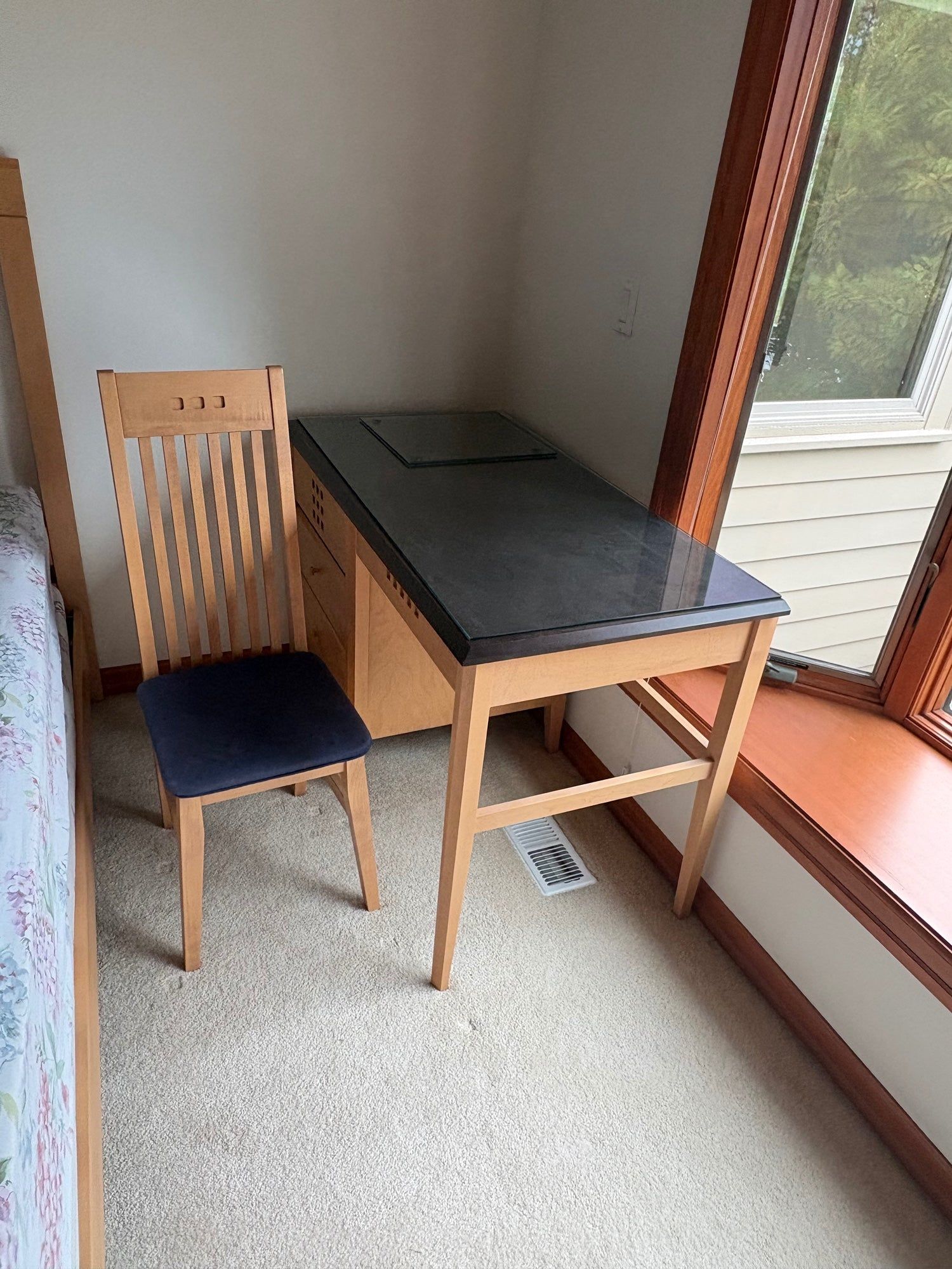 Natural Wood Desk with Dark Top