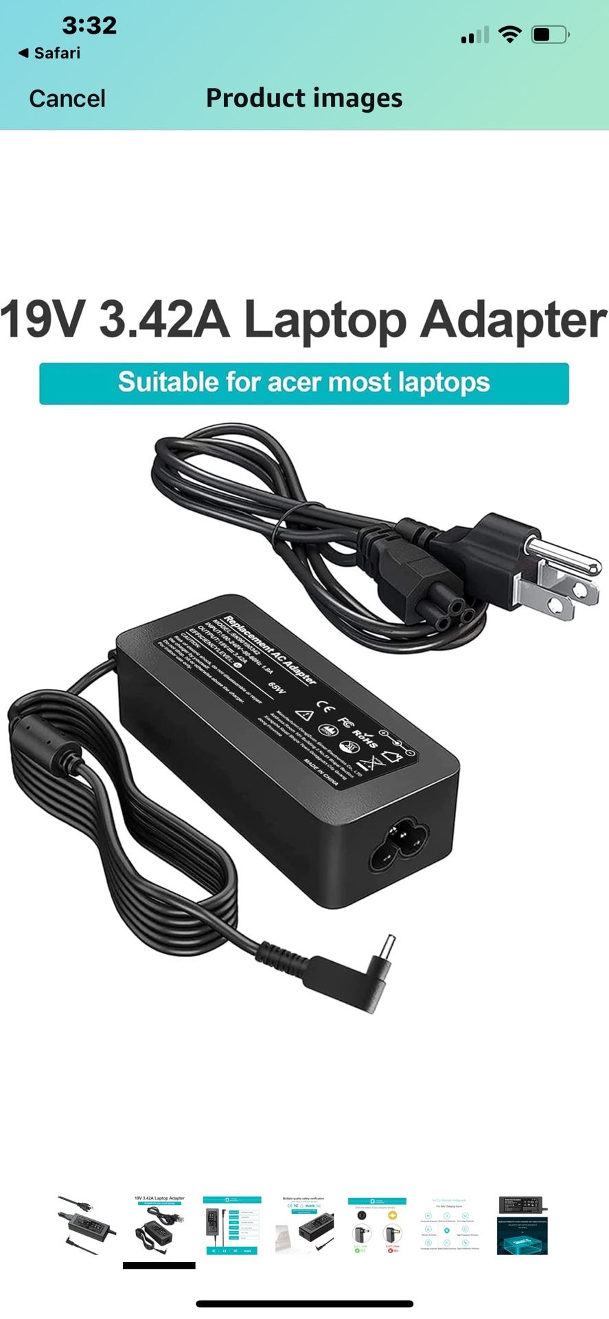 Pa-1450-26 Acer Charger Compatible with Acer Aspire a515-54 Charger for Acer a115-31-c0yl Charger and Acer Chromebook C720 Charger, Included AC Adapte