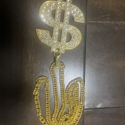 $ Sign Gold Plate Chain 