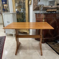 Beautiful Linon Chelsea Natural Nook Solid Pine Wood Dining Table Featuring Trestle Base🌷