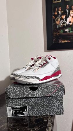 Air Jordan 3 Retro White Cardinal Red Size 9.5