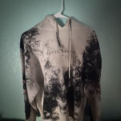 civil regime blk/wht hoodie with red roses (L)