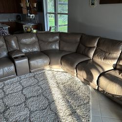 7 Piece Power Leather Reclining Sectional