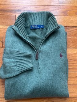 Polo Ralph Lauren Quarter Zip Sweater Forest Green Size Small
