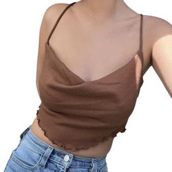 URBAN OUTFITTERS Brown Cowl Crop Top