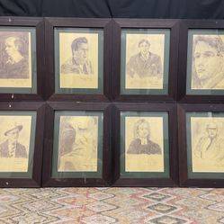 Old Sketches Irish Poets /Writers H23”x18.5” 8pieces