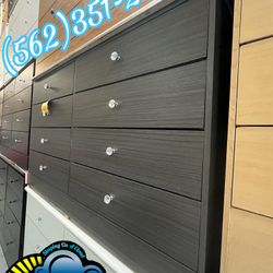 Grey Eight Drawer Diamond Knob Chest Cajonera Comoda Nueva 