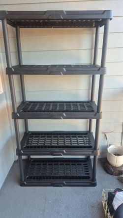 Sterilite 5 shelf plastic shelving unit flat black - like new - Great condition