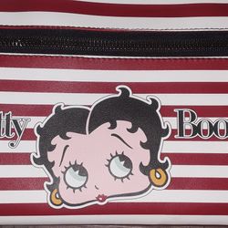 New Betty Boop Faux Leather Double Zippered Wristlet w/Removable Strap 9.5"x6 5"