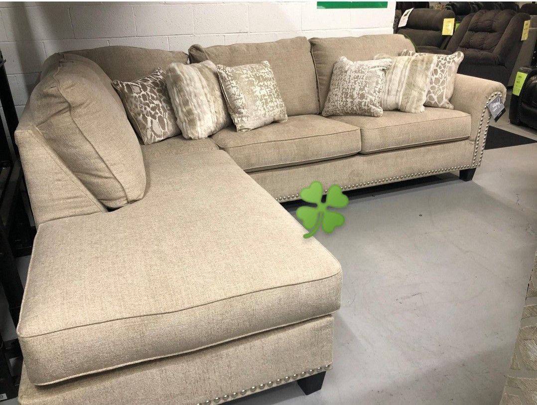 Ashley.Dovemont Putty Sofa Chaise.💲 10 Down Payment 