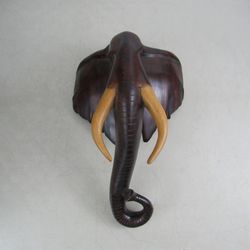 African Elephant Head Hand Crafted Tribal Art Wall Decor 15 1/2" Tall


