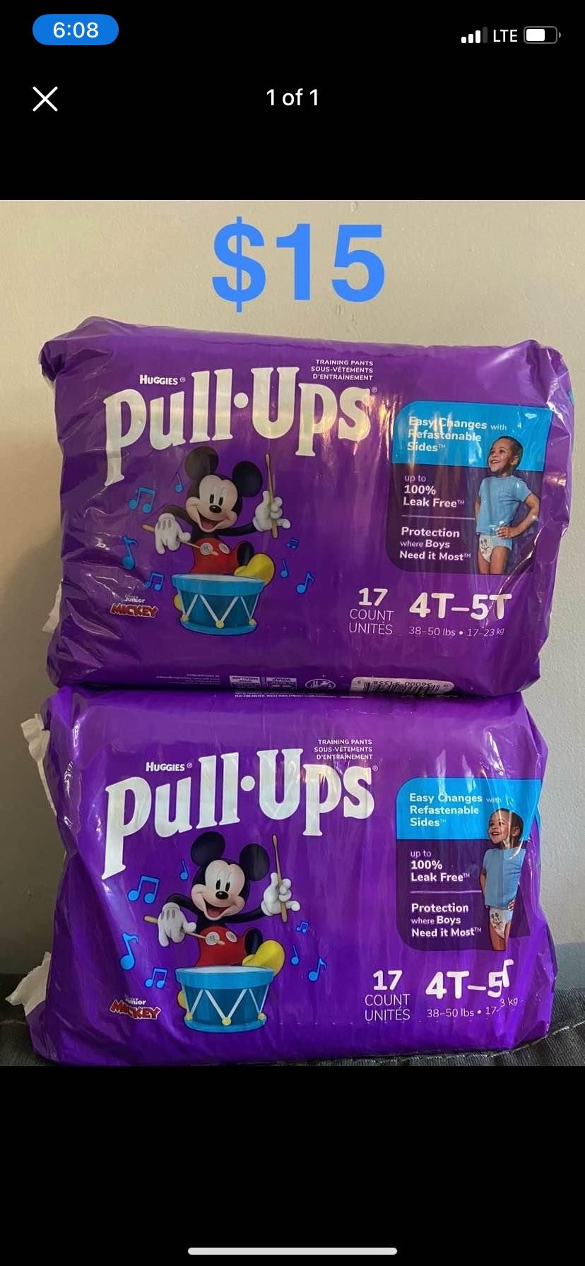 (2) Pull - Ups Size 4T-5T (17 Count Ea Bag)