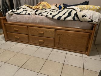Wood Bed Frame W/ Mattress Included Also With Bed Header