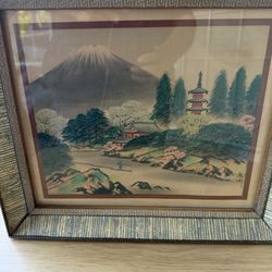 Beautiful Mt Fuji Village 1956 Print by D.A.C , N.Y