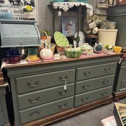 Newly Refinished Green Credenza 