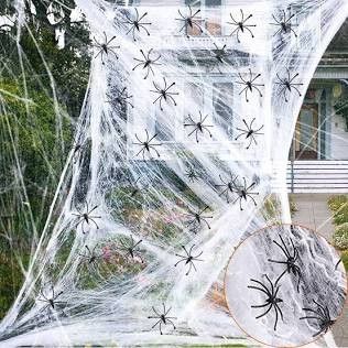3 Huge Packages Of Spider Webbing & Spiders