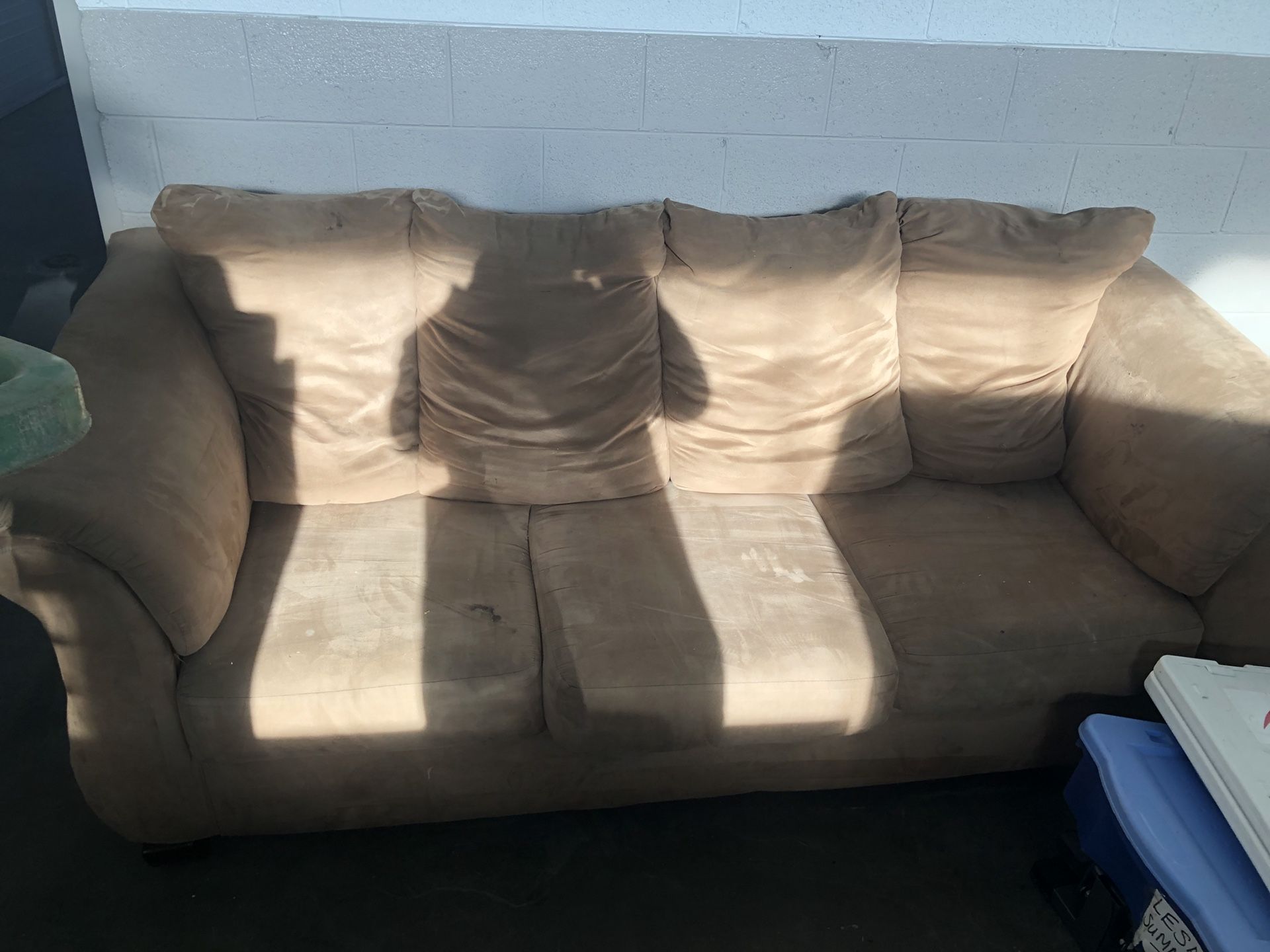Tan microfiber couch