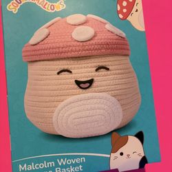Fizz Creations Squishmallows Malcolm the Mushroom Woven Storage Basket With Lid