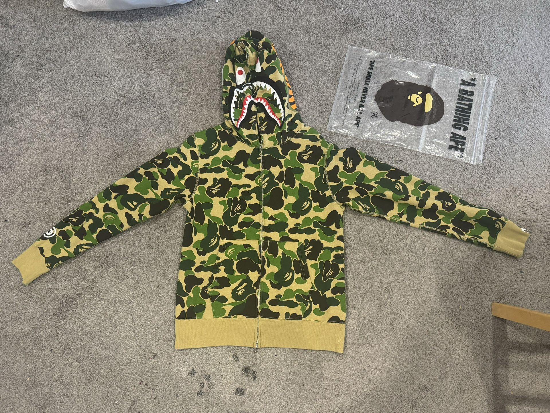 Bape ABC Camo Shark Full Zip Hoodie Green