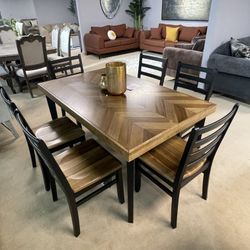 Blondon Brown & Black Dining Room Set (Set of 7)