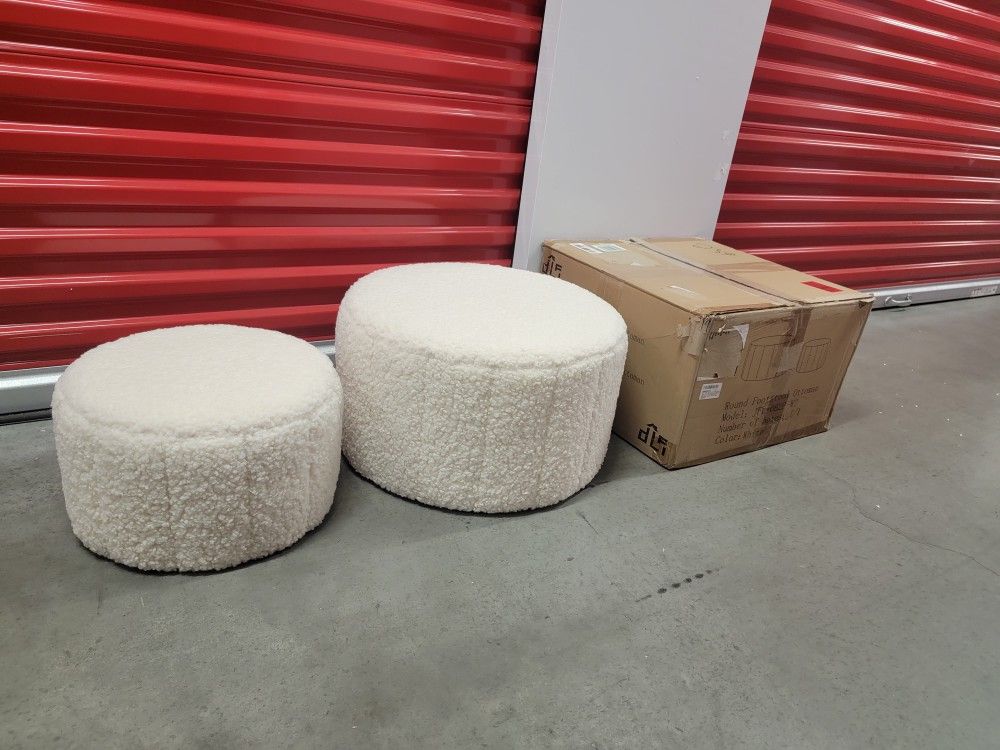 Beautiful 2pc Round Ottoman, Stool, Foot Rest, Table