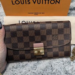 Louis Vuitton Authentic  Croisette Damier Ebene  Chain Wallet  Come With Chain , Dust Bag , Box  Small Card Louis Vuitton Check  More  Pictures Shape 