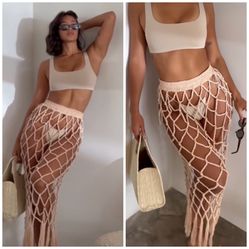 NWT Zara Macrame Crochet Beaded Skirt Size S