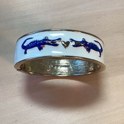 Betsey Johnson Ivy League Enamel Alligator Hinged Bangle