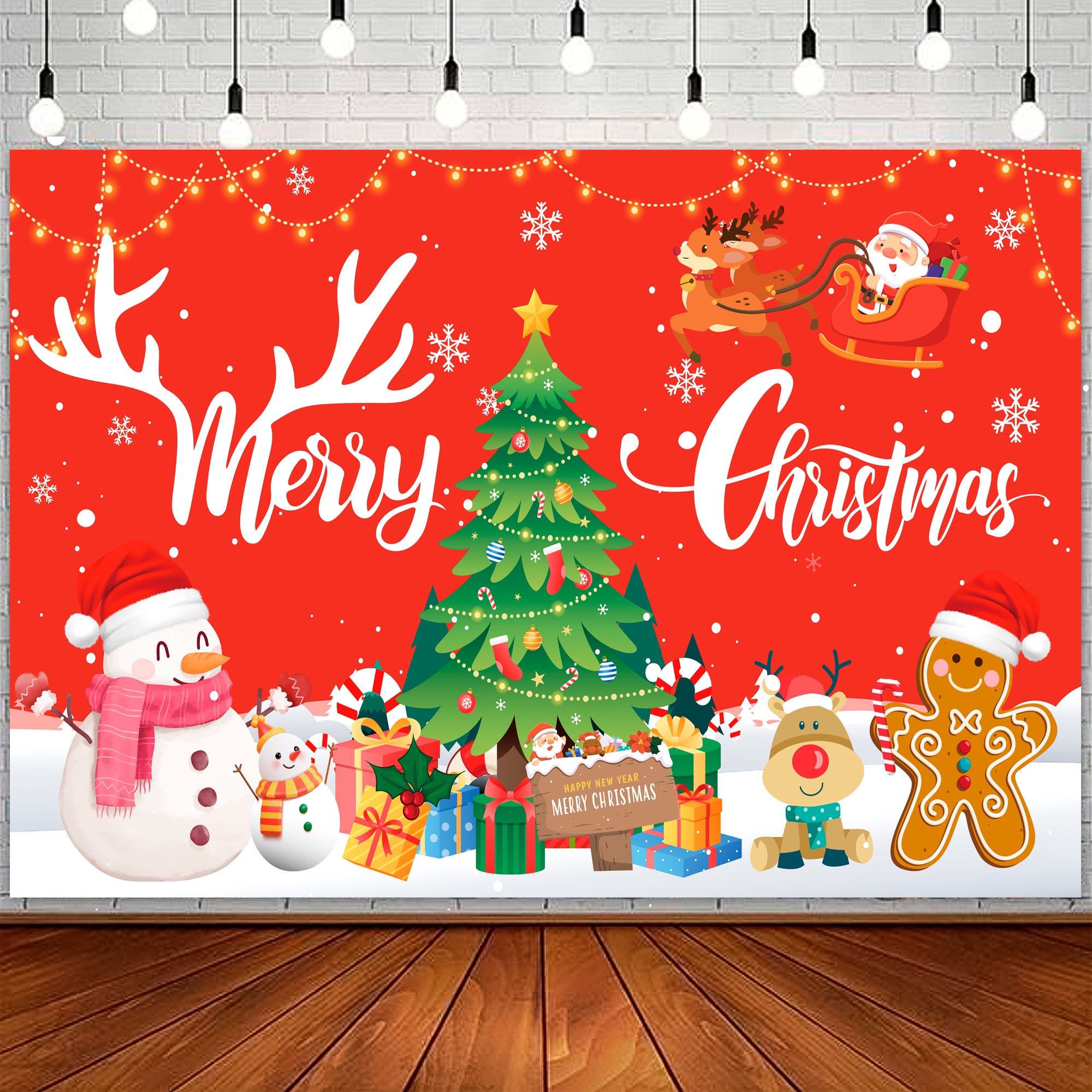 1pcs Merry Christmas Backdrop (New, Unopened)
