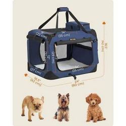 SALE! New Feandrea 24-Inch Collapsible Dog Crate, Portable Pet Carrier w/ 3 Doors & Safety Zippers,