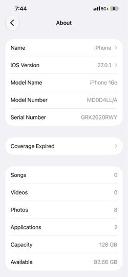 iPhone 16E 128GB Black