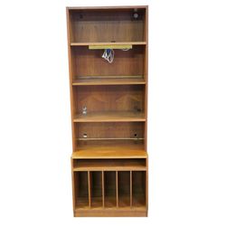 Mid Century Modern Danish Bookshelves With Picture Light And Vinyl Records Slots At Base