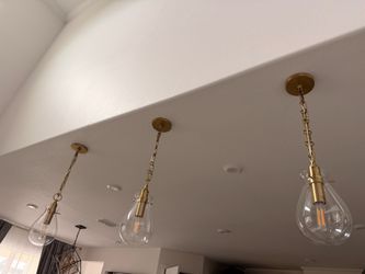 Set of 3 Brass Chain Pendant Lights