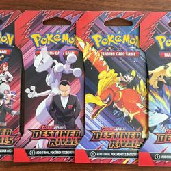 Pokemon Destin Rivals Sleeved Booster Pack All 4 Art Work