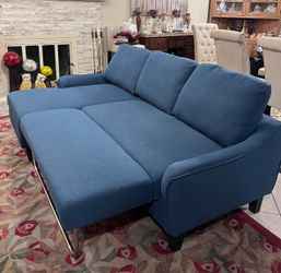 Ashley HomeStores Blue 83” Sleeper Sectional Sofa with LAF Chaise