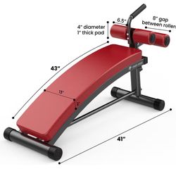 Workout bench Sit Up Bench with Reverse Crunch Handle for Ab Bench Exercises - Abdominal Exercise Equipment with 3 Adjustable Height Settings