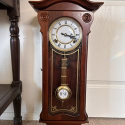 Korean  Brown Oak Wood Vienna Regulator Wall Clock. 