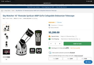 Sky-Watcher 16" Flextube SynScan GoTo Collapsible Dobsonian - Used but Excellent Condition