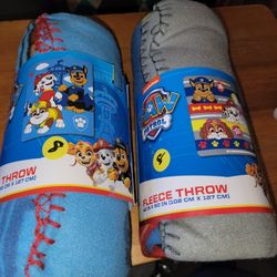 😉NEW 2 PAW PATROL FLEECE THROWS. SEE OTHER  PICTURE FOR SIZE