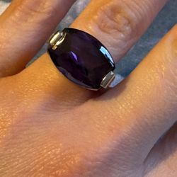 Stunning Heavy 18k Solid  (No Plate, No Filled ) white Gold Amethyst Ring Amethyst Ring