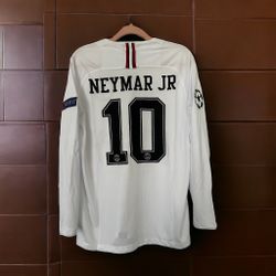 Soccer Jersey Retro PSG 18/19 Neymar Jr #10 Away White Long Sleeves UCL Men Size
