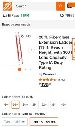 Werner 20 Ft Extension Ladder Fiber Glass